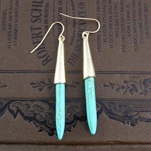 New Silver plated with Blue faux turquoise earring